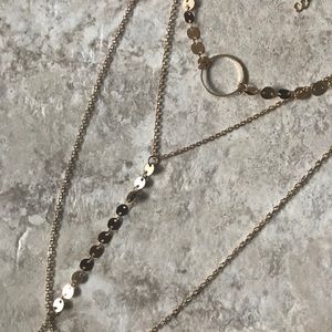 Tri layered gold choker necklace
